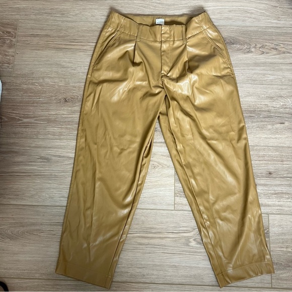 A New Day Women's High-Rise Faux Leather Tapered Ankle Pants Brown sz 10 - Picture 4 of 6